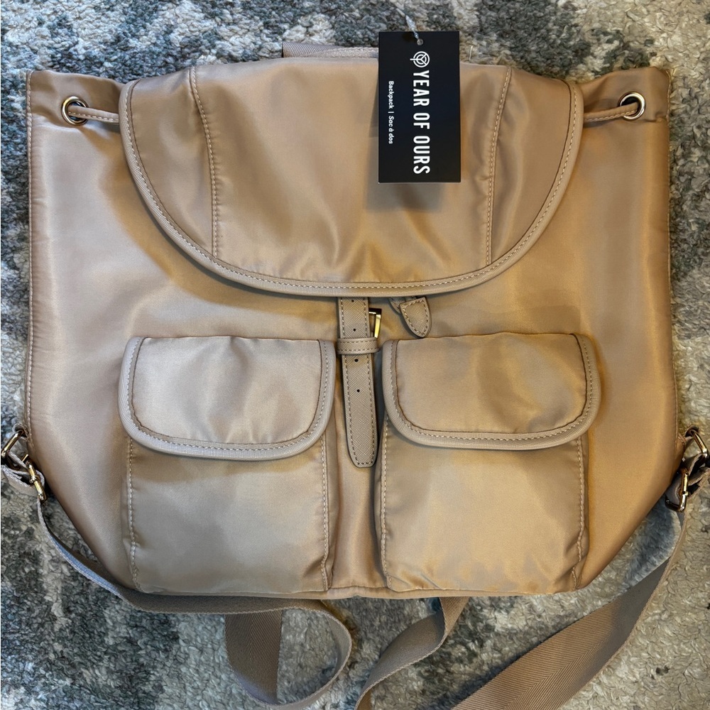 Year of Ours Top-Loading Buckle Closure Backpack in Tan